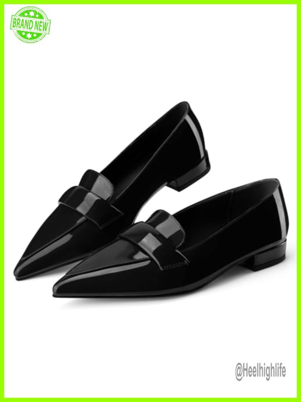 Pointed Close Toe Flats Patent Leather Loafers Slip On